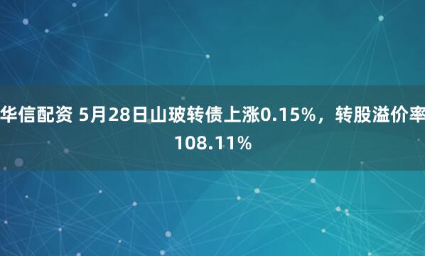 华信配资 5月28日山玻转债上涨0.15%，转股溢价率108.11%