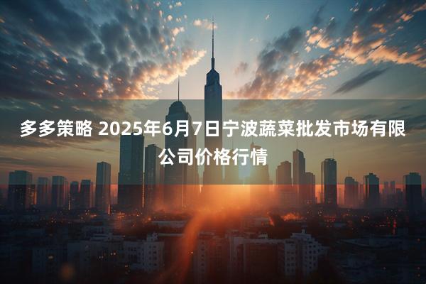 多多策略 2025年6月7日宁波蔬菜批发市场有限公司价格行情