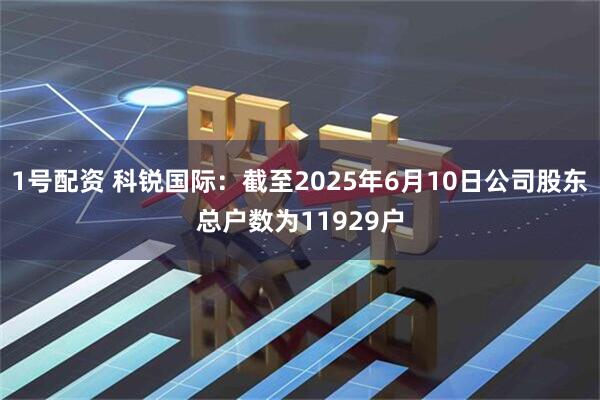 1号配资 科锐国际：截至2025年6月10日公司股东总户数为11929户
