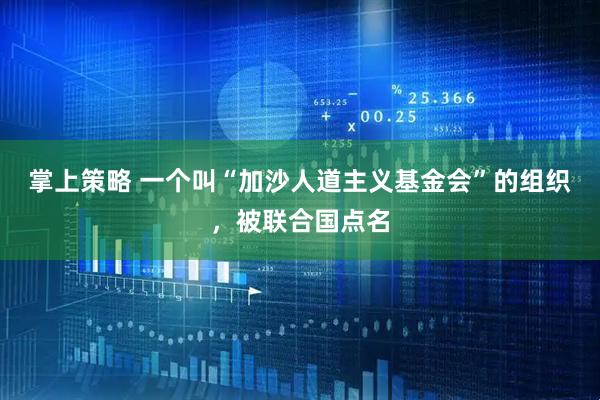 掌上策略 一个叫“加沙人道主义基金会”的组织，被联合国点名
