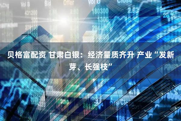贝格富配资 甘肃白银：经济量质齐升 产业“发新芽、长强枝”