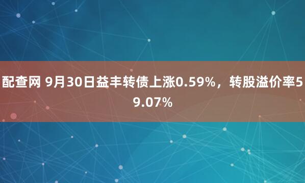 配查网 9月30日益丰转债上涨0.59%，转股溢价率59.07%